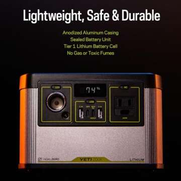 Goal Zero Yeti Portable Power Station - Yeti 200X w/ 187 Watt Hours Battery Capacity, USB Ports & AC Inverter - Solar Generator for Camping, Travel, Outdoor