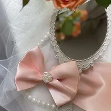 QIANF 4" Double Face Satin Ribbon - 10 Yards Peach Pink