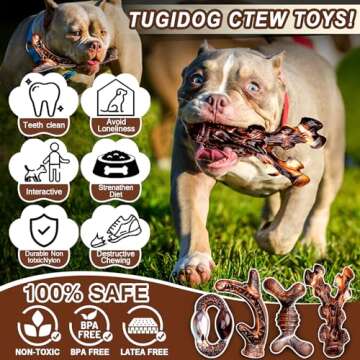 TonyEst 4-Pack Dog Chew Toys for Aggressive Chewers, Long Lasting Heavy Duty Chewing, Boredom and St...