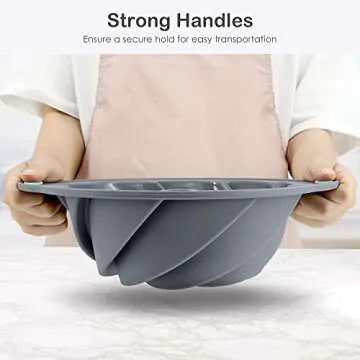 Chicrinum Silicone Bunte Cake Pan, Non-Stick 10-Inch Food Grade Silicone Cake Mold, Silicone Baking Pan with Metal Reinforced Frame More Strength