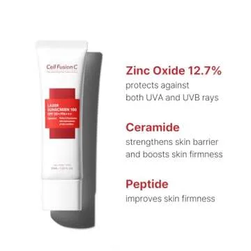 Cell Fusion C Laser Sunscreen SPF 50, Korean Sunscreen for Sensitive, Acne-prone Skin, Ceramide & Collagen, Lightweight & Non-Greasy, Water Resistant, 50ml / 1.69 fl. oz