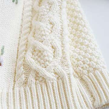 Baby Girls Cable Knit Cardigan Sweater Crewneck Embroider Cardigan Button Warm Jacket Coat for Toddler