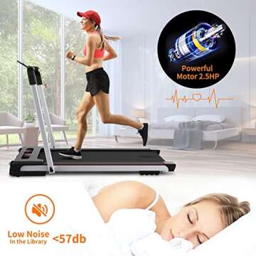 LeapYouth 2 in 1 Under Desk Treadmill, 2.5 HP Folding Electric Treadmill, Portable Motorized Exercise Machine with Remote Control and LED Display, Walking Jogging Running Machine for Home Office Use