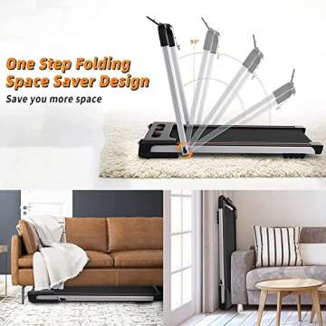 LeapYouth 2 in 1 Under Desk Treadmill, 2.5 HP Folding Electric Treadmill, Portable Motorized Exercise Machine with Remote Control and LED Display, Walking Jogging Running Machine for Home Office Use