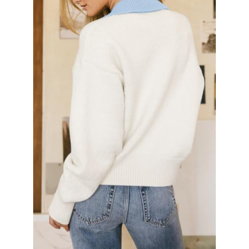 EVALESS Women Cardigan Sweaters 2024 Fall Winter Colorblock Long Sleeve Button Down Ribbed Knit Outfits Casual Open Front Cropped Cardigans Beige XX-Large