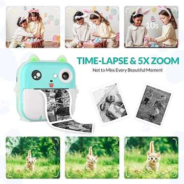 Mafiti Kids Camera Instant Print, Kids Camera Toy with 48MP Photo 1080P Video 32GB Card, Christmas Birthday Gift for 3-12 Year Old Girls Boys (Blue)