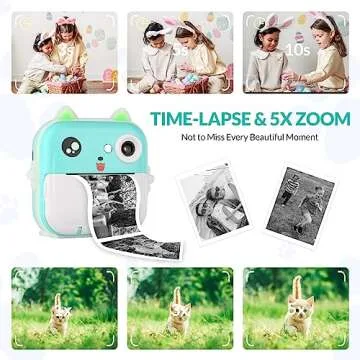 Mafiti Kids Camera Instant Print, Kids Camera Toy with 48MP Photo 1080P Video 32GB Card, Christmas Birthday Gift for 3-12 Year Old Girls Boys (Blue)