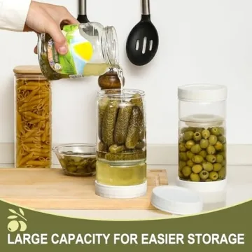 LANDNEOO 36oz Glass Pickle Jars for Mess-Free Storage