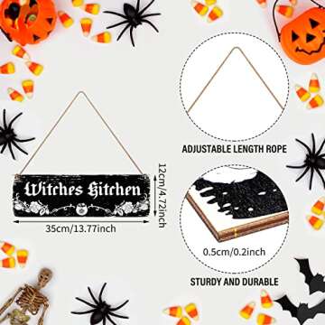 Bucherry Wood Witches Kitchen Decorative Signage - Halloween Goth Decor for Home