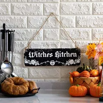 Bucherry Wood Witches Kitchen Sign - Unique Halloween Decor