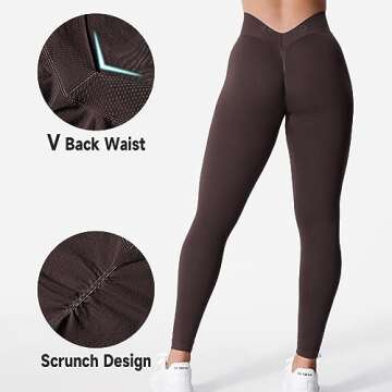 YEOREO Liz Scrunch Workout Leggings for Women High Waisted Butt Lifting V Back Waist Seamless Gym Yo...