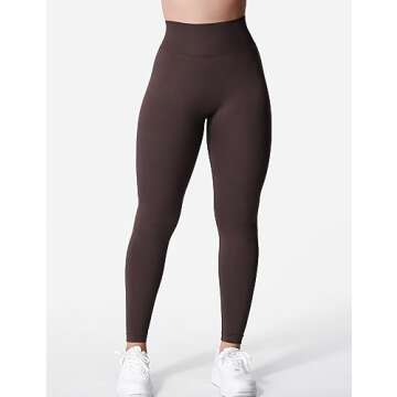 YEOREO Liz Scrunch Workout Leggings for Women High Waisted Butt Lifting V Back Waist Seamless Gym Yoga Leggings Chocolate S