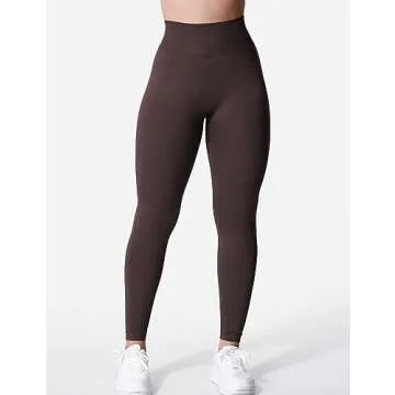 YEOREO Liz Scrunch Workout Leggings for Women High Waisted Butt Lifting V Back Waist Seamless Gym Yoga Leggings Chocolate S