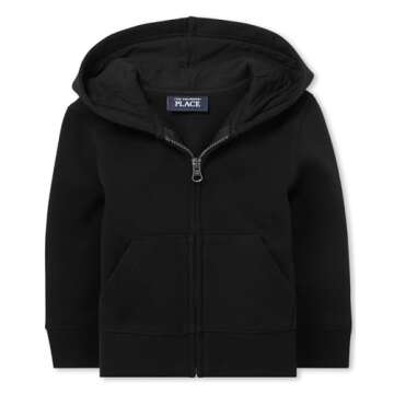 The Children's Place,Baby-Boys,Toddler Boys Zip Up Hoodie,Black,2 Years