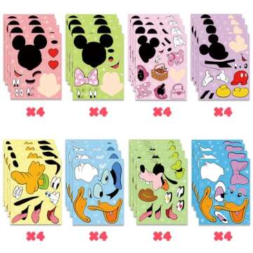 40Pcs Mouse Make a face Stickers for Kids, Mouse Birthday Party Favors Supplies, Mixed and Matched w...