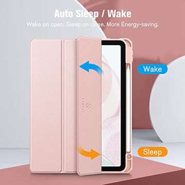 Fintie Hybrid Slim Case for iPad Air 11-inch M2 (2024), iPad Air 5th / 4th Generation (2022/2020) 10.9 Inch -Shockproof Cover with Clear Back Shell & Pencil Holder, Rose Gold