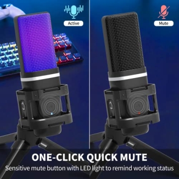 RGB USB Gaming Microphone for PC and Laptop Recording