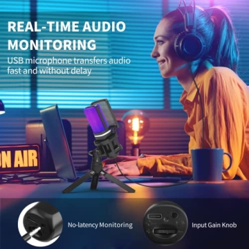 RGB USB Gaming Microphone for PC and Laptop Recording