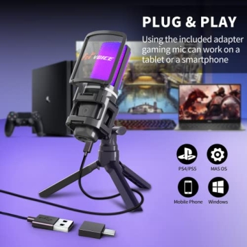 RGB USB Gaming Microphone for PC and Laptop Recording