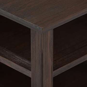 SIMPLIHOME Acadian Solid Wood End Table in Farmhouse Brown