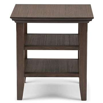 SIMPLIHOME Acadian Solid Wood End Table in Farmhouse Brown