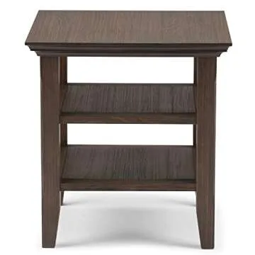 SIMPLIHOME Acadian Solid Wood End Table in Farmhouse Brown