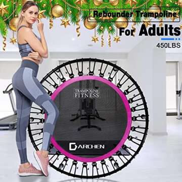 DARCHEN 450 lbs Mini Trampoline for Adults, Indoor Small Rebounder Exercise Trampoline for Workout F...