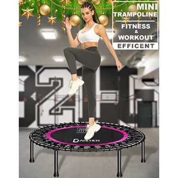 DARCHEN 450 lbs Mini Trampoline for Adults, Indoor Small Rebounder Exercise Trampoline for Workout Fitness for Quiet and Safely Cushioned Bounce, [40 Inch]