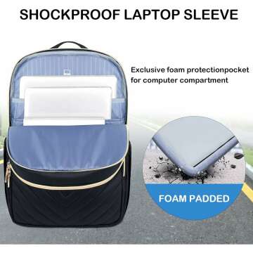 VANKEAN 15.6 Inch Laptop Backpack for Women Men Work Bag Fashion with USB Port, Waterproof Backpacks Nurse Stylish Travel Bags Casual Daypacks for College, Business, Black