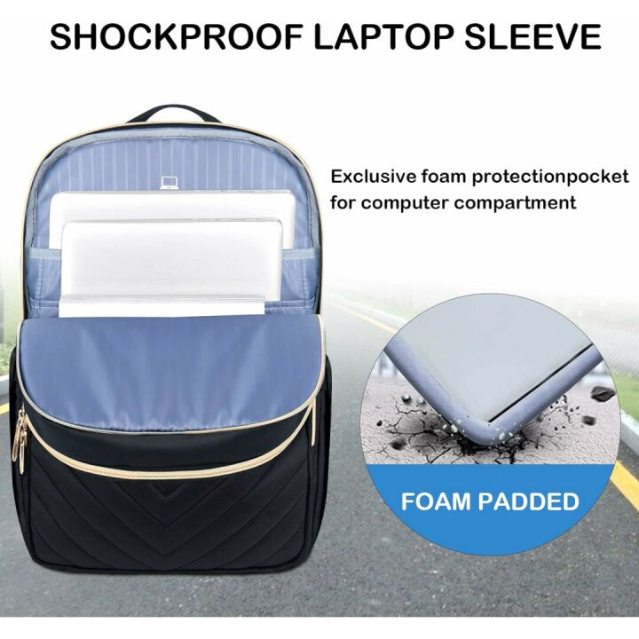 VANKEAN 15.6 Inch Laptop Backpack for Women Men Work Bag Fashion with USB Port, Waterproof Backpacks Nurse Stylish Travel Bags Casual Daypacks for College, Business, Black