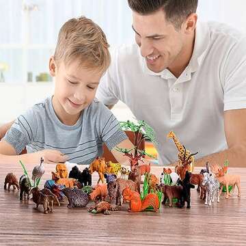 BAIVYLE Safari Animals Figures Toys-53 Piece Mini Realistic Wild Vinyl Plastic Farm Animal Toys Set,...