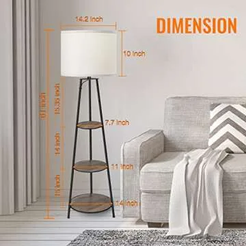 3-Tier Shelf Floor Lamp with Dimmable Brightness