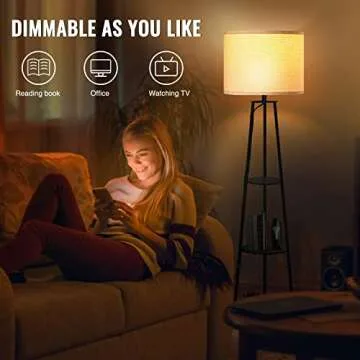 3-Tier Shelf Floor Lamp with Dimmable Brightness
