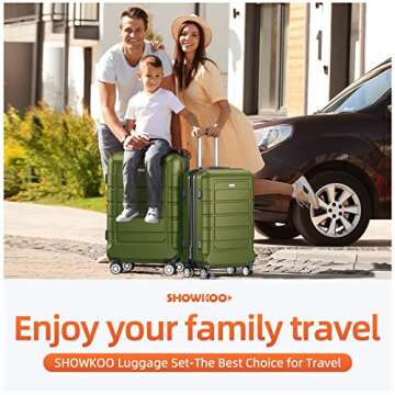 SHOWKOO Expandable PC+ABS Luggage Set - Olive Green 3pcs