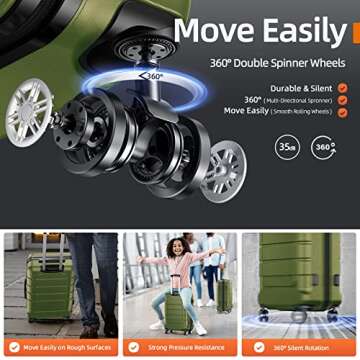 Durable SHOWKOO Luggage Set with Expandable Design