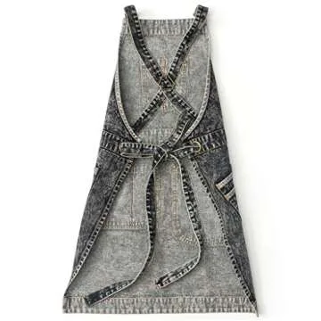 Jeanerlor - Denim Hair Stylist Tool Apron with Pockets for Women - Jean Work Apron Cross Straps & Adjustable S to M (Black)
