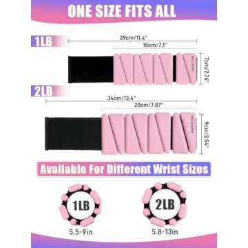 BECOJADDE Wrist Ankle Weights Adjustable Training Intensity for Strength Training Walking Running Yoga Pilates Jogging for Women Men Set of 2 (2lb Each), Pink