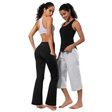BUBBLELIME 29"/31"/33"/35" 4 Styles Women's Bootcut Yoga Pants Tummy Control - Side Pockets_Black M_29" Inseam