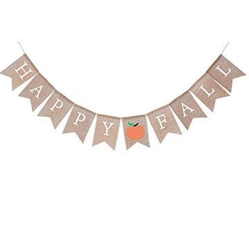 WAOUH Happy Fall Pumpkin Burlap Banner - Autumn Garland for Rustic Photo Prop, Home Decoration for H...
