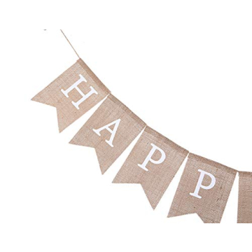 WAOUH Happy Fall Pumpkin Burlap Banner - Autumn Garland for Rustic Photo Prop, Home Decoration for Halloween - Thanksgiving Sign, Family Party Decoration Preferred (Happy Fall)