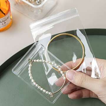 100PCS Jewelry PVC Storage Bags Self Seal Small Pouches Zipper Bag Clear Rings Earrings Packing Jewelry Transparent Lock Bags for Holding Jewelries Rings Earrings (100PCS)