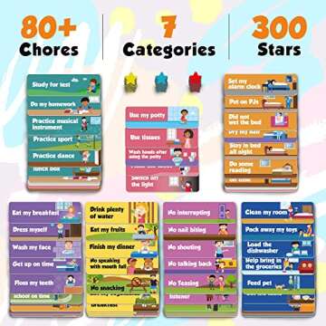inamio Magnetic Kids Responsibility Reward Chart - Engage Kids with 3D Stars & Chores