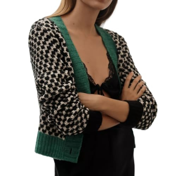 SCOFEEL Womens Cropped Cardigan Sweaters V Neck Color Block Button Down Long Sleeve Fall Casual Knit...