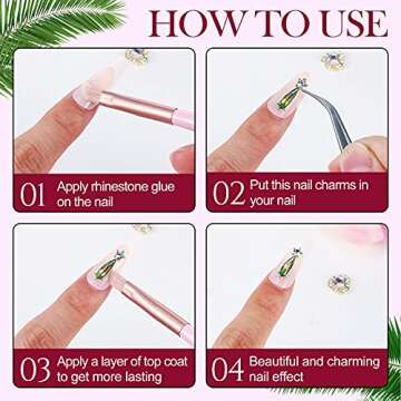 Leelosp 48 Luxury 3D Nail Charms - Shiny Crystal Designs for Stunning Nail Art