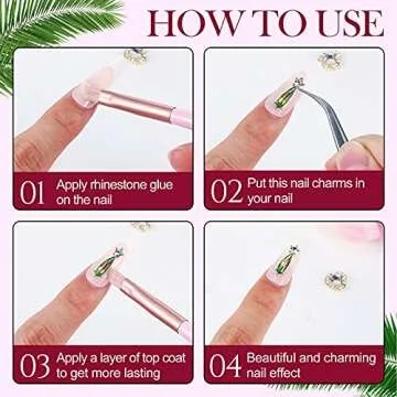 Leelosp 48 Luxury 3D Nail Charms - Shiny Crystal Designs for Stunning Nail Art