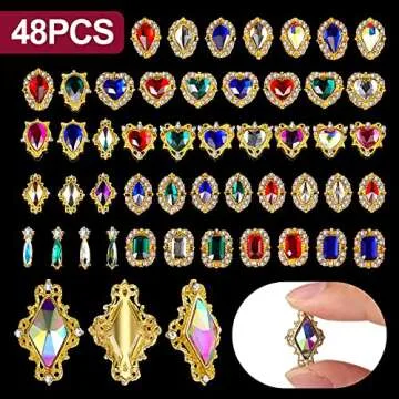 Luxury 3D Nail Charms - 48 Colorful Rhinestone Designs