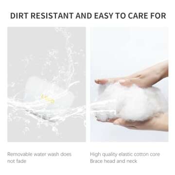 Powlamks Seat Headrest Pillow TES la Neck Pillow Designed for TES la Model Y/3 Neck Support Cushion Genuine Nappa Leather Invisible Strap(White Letter)