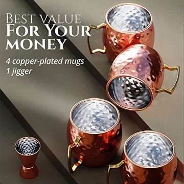 B. WEISS Copper Mugs Set - Handcrafted Moscow Mule Cups