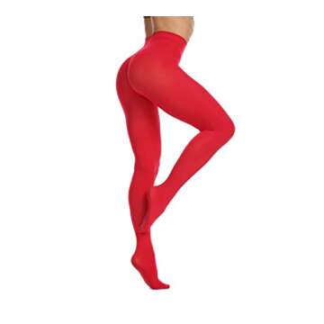 Frola Women's 80 Denier Soft Semi Opaque Footed Pantyhose Tights - XX-Large, Red