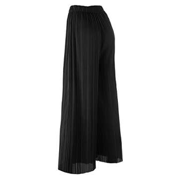 Lock and Love LL WB1795 Womens Casual High Waisted Pleated Wide Leg Palazzo Pants Trousers with Elas...